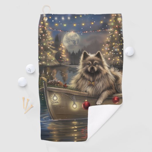 Keeshond Kerst Feestelijke Reis Golfhanddoek (Insitu)