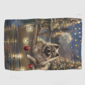Keeshond Kerst Feestelijke Reis Golfhanddoek (Horizontaal)