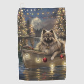 Keeshond Kerst Feestelijke Reis Golfhanddoek (Voorkant)