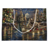 Keeshond Kerst Feestelijke Reis Groot Cadeauzakje (Voorkant)