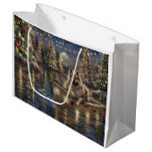 Keeshond Kerst Feestelijke Reis Groot Cadeauzakje (Voorkant Gekanteld)