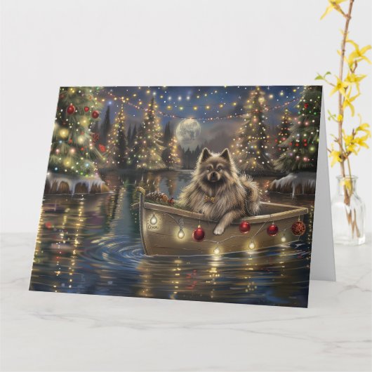 Keeshond Kerst Feestelijke Reis Kaart (Gele Bloem)