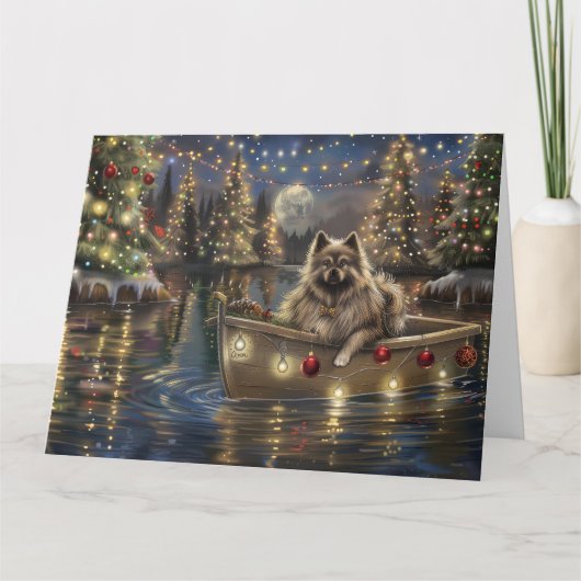 Keeshond Kerst Feestelijke Reis Kaart (Voorkant)