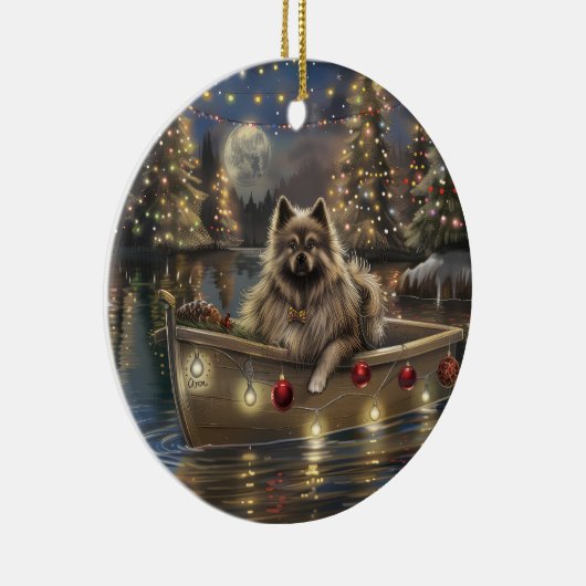 Keeshond Kerst Feestelijke Reis Keramisch Ornament (Rechts)