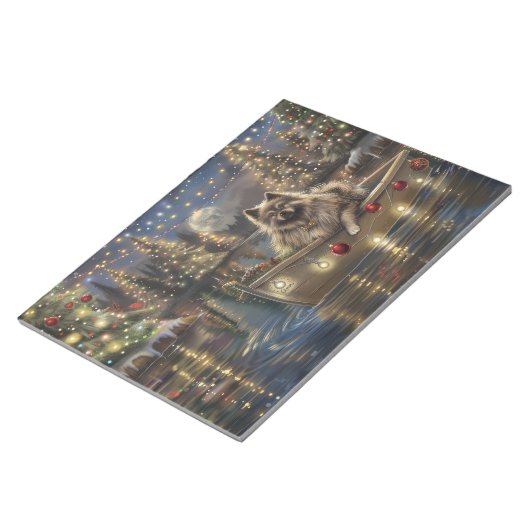 Keeshond Kerst Feestelijke Reis Notitieblok (Schuin)