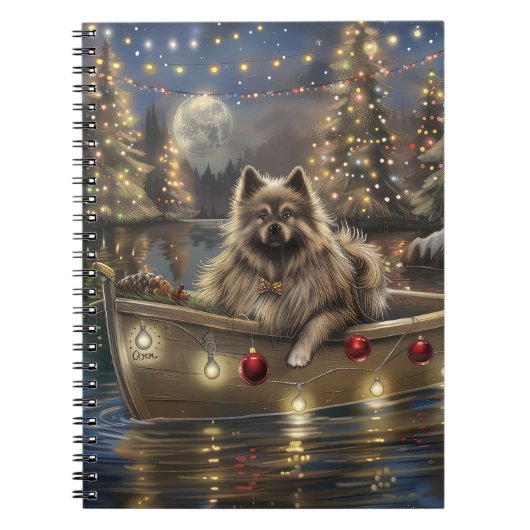 Keeshond Kerst Feestelijke Reis Notitieboek (Voorkant)