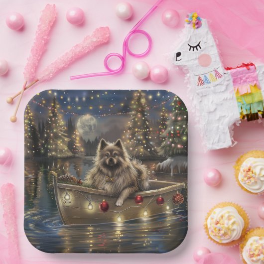 Keeshond Kerst Feestelijke Reis Papieren Bordje (Feest)