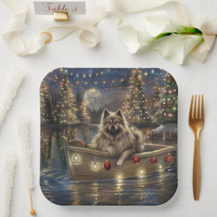 Keeshond Kerst Feestelijke Reis Papieren Bordje