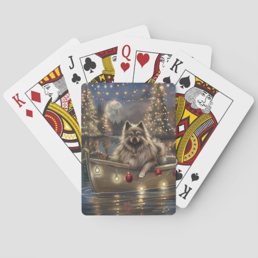 Keeshond Kerst Feestelijke Reis Pokerkaarten (Achterkant)
