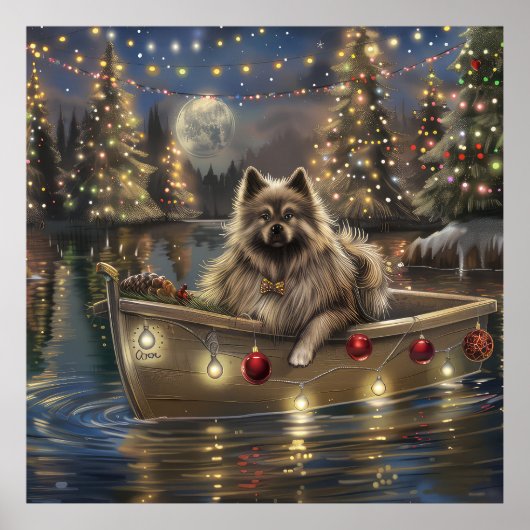 Keeshond Kerst Feestelijke Reis Poster (Voorkant)