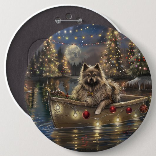 Keeshond Kerst Feestelijke Reis Ronde Button 6,0 Cm (Voorkant /achterkant)