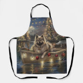 Keeshond Kerst Feestelijke Reis Schort (Voorkant)