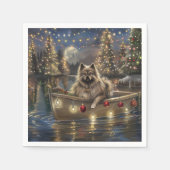 Keeshond Kerst Feestelijke Reis Servet (Voorkant)