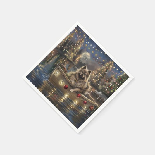 Keeshond Kerst Feestelijke Reis Servet (Hoek)