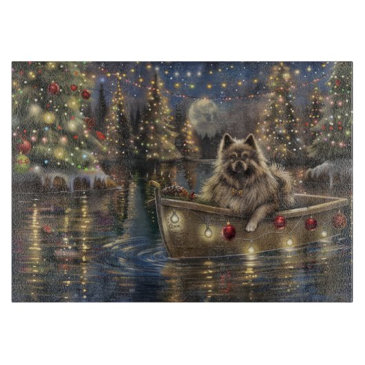 Keeshond Kerst Feestelijke Reis Snijplank (Voorkant)