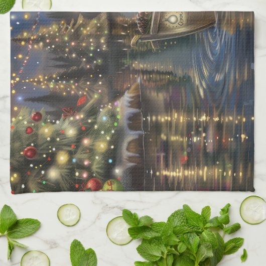 Keeshond Kerst Feestelijke Reis Theedoek (Gevouwen)