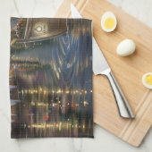 Keeshond Kerst Feestelijke Reis Theedoek (Quarter Fold)