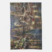 Keeshond Kerst Feestelijke Reis Theedoek (Verticaal)