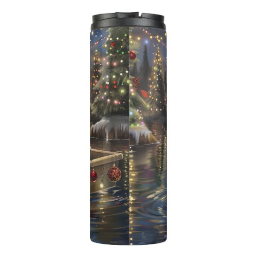 Keeshond Kerst Feestelijke Reis Thermosbeker (Achterkant)