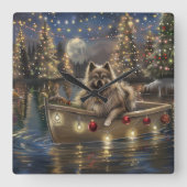 Keeshond Kerst Feestelijke Reis Vierkante Klok (Voorkant)