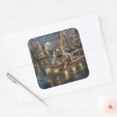 Keeshond Kerst Feestelijke Reis Vierkante Sticker (Envelop)