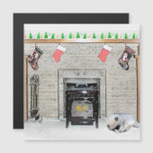 Keeshond Kerst Puppy Hond bij Openhaard Schilderij (Voorkant / Achterkant)