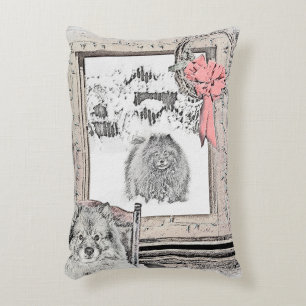 Keeshond Kerst Winter Ramen Schilderen Hond Kunst Accent Kussen