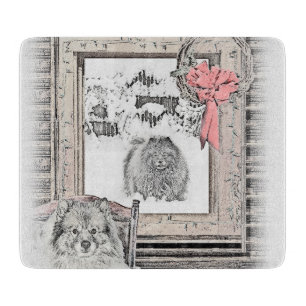 Keeshond Kerst Winter Ramen Schilderen Hond Kunst Snijplank