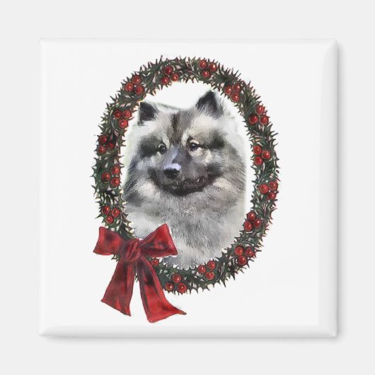 Keeshond kerstcadets magneet (Voorkant)