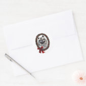 Keeshond kerstcadets ronde sticker (Envelop)