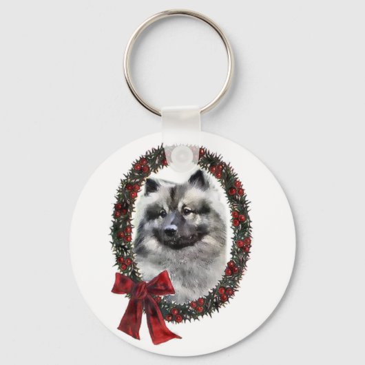 Keeshond kerstcadets sleutelhanger (Voorkant)