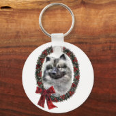 Keeshond kerstcadets sleutelhanger (Voorkant)