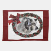 Keeshond kerstcadets theedoek (Horizontaal)