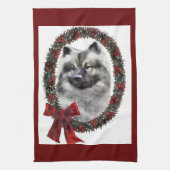 Keeshond kerstcadets theedoek (Verticaal)