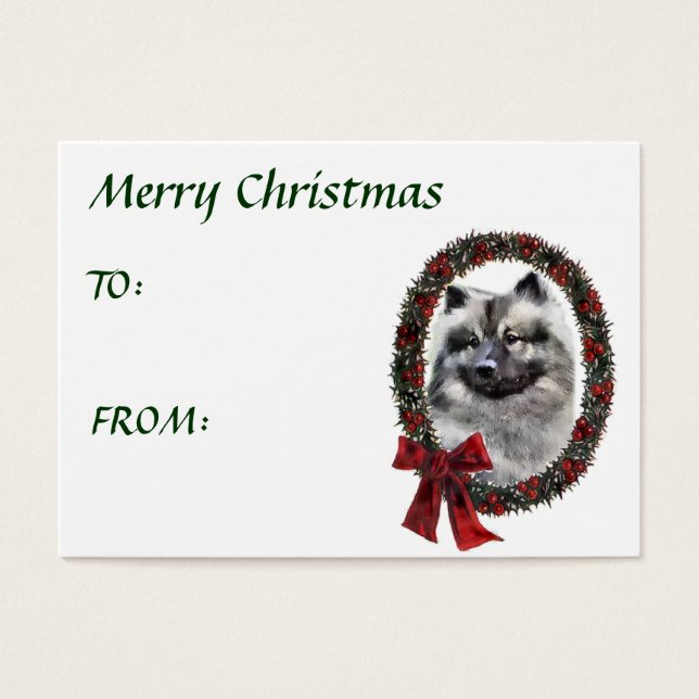 Keeshond kerstcadets visitekaartjes (Voorkant)
