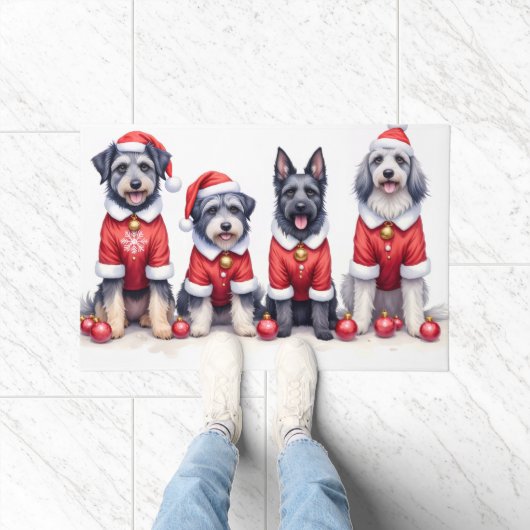 Keeshond Kerstjurk Kerstman Hoed Deurmat (Binnen)