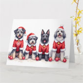 Keeshond Kerstjurk Kerstman Hoed Kaart (Gele Bloem)