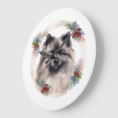 Keeshond Kerstkrans Feestelijke Pup Grote Klok (Hoek)
