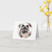 Keeshond Kerstkrans Feestelijke Pup Kaart (Gele Bloem)