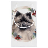 Keeshond Kerstkrans Feestelijke Pup Klein Cadeauzakje (Achterkant)