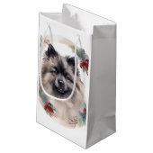 Keeshond Kerstkrans Feestelijke Pup Klein Cadeauzakje (Achterkant Gekanteld)