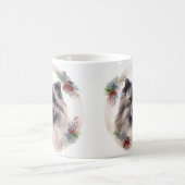 Keeshond Kerstkrans Feestelijke Pup Koffiemok (Center)