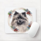 Keeshond Kerstkrans Feestelijke Pup Muismat (Met muis)