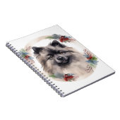 Keeshond Kerstkrans Feestelijke Pup Notitieboek (Rechterzijde)