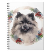 Keeshond Kerstkrans Feestelijke Pup Notitieboek (Voorkant)