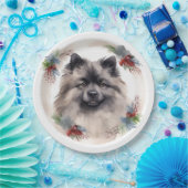 Keeshond Kerstkrans Feestelijke Pup Papieren Bordje (Feest)