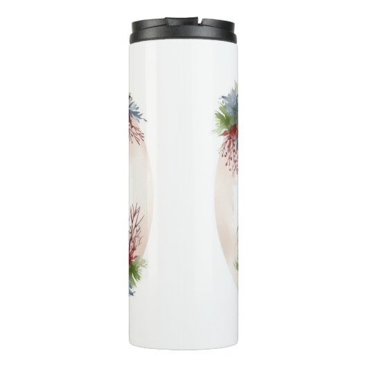 Keeshond Kerstkrans Feestelijke Pup Thermosbeker (Achterkant)