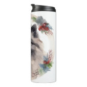 Keeshond Kerstkrans Feestelijke Pup Thermosbeker (Geroteerd rechts)