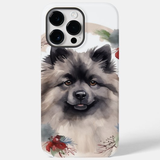 Keeshond Kerstkrans Festieve Pup Case-Mate iPhone Case (Achterkant)
