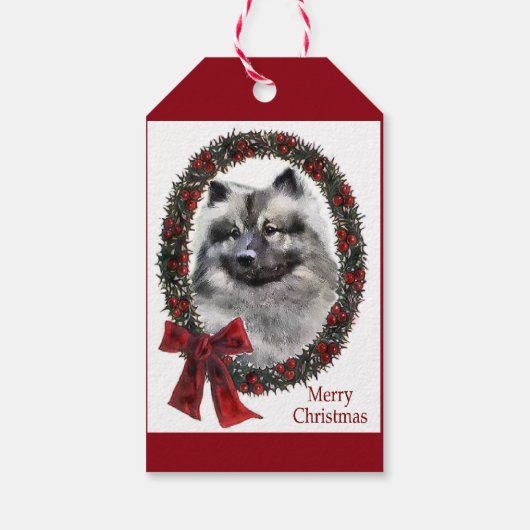 Keeshond Kerstmis Cadeaulabel (Achterkant)